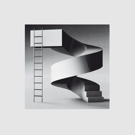 SECRET 7 - Timo Lenzen - Graphic Design Stairs Graphic Design, Ladder Illustration, Stair Graphics, Stairs Graphic Design Illustration, Endless Stairs Illusion, Stairs Graphic, Spiral Stairs Illustration, Charity Project, Type Setting