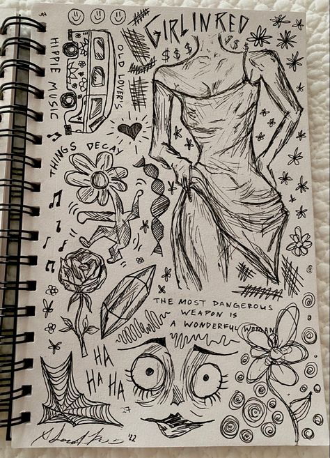 Doodle Drawings When Bored, Doodle Drawings Notebooks, Aesthetic Sketch Doodles, Random Notebook Sketches, Doodle Pages Sketchbooks Aesthetic, Doodle Pages Aesthetic, Things To Draw On The Front Of A Sketch Book, Drawings To Fill A Page, Sketches In Notebook