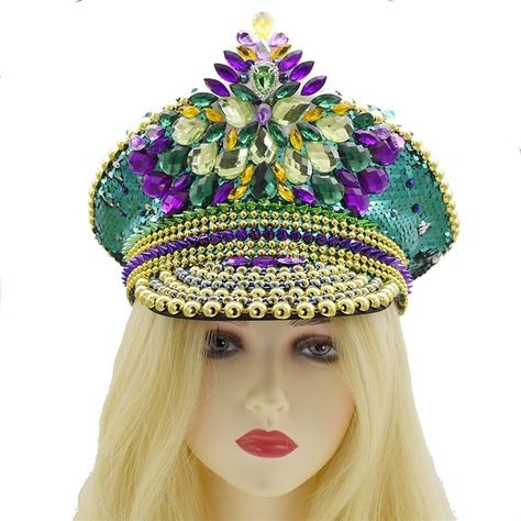 PRICES MAY VARY. The hat top, brim and other decorations are all handfitted, beautiful and durable. Purple&green&gold multicolored design make you stand out from the crowd. Inner elastic chin band make the hat stay well, you do not need to worry it will get lost at all. Unisex mardi gras hat is great for mardi gras, costume to parties, parade, role play, burning man, carnival, music festival, hen do, stag do, halloween, christmas etc. any festival events. We are proud of our products and service Mardi Gras Attire, Mardi Gras Hat, Groove Cruise, Mardi Gras Hats, Hat Burning, Burning Men, Mardi Gras Costumes, Mardi Gras Parade, Carnival Costume