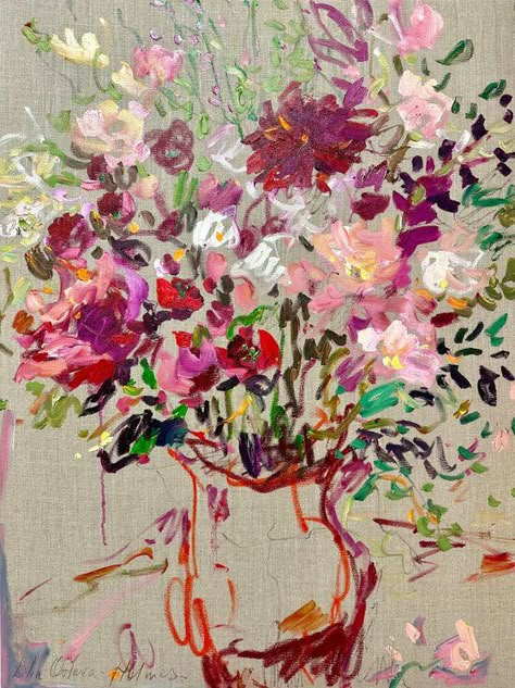 Vintage Painting Ideas, Floral Painting Ideas, Intuitive Artists, Flowers In Art, Flowers In A Vase, Abstract Floral Paintings, Floral Still Life, Abstract Flower Painting, Art Still Life