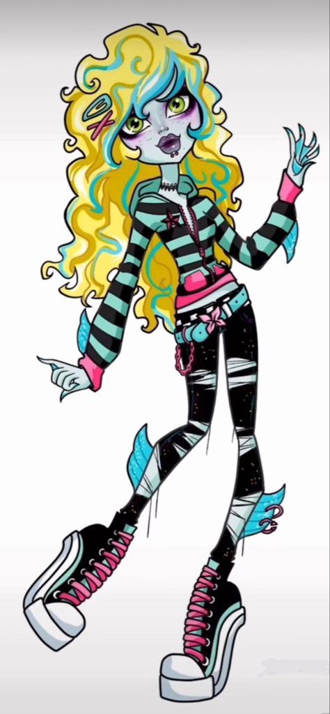 Pink Haired Monster High Characters, Monster High Artstyle, 13 Wishes Lagoona, Monster High Clothes Outfits, Monster High Scenecore, Jackson Hyde Monster High, Lagoona Gen 3, Gyaru Monster High, Lagoona Blue Restyle