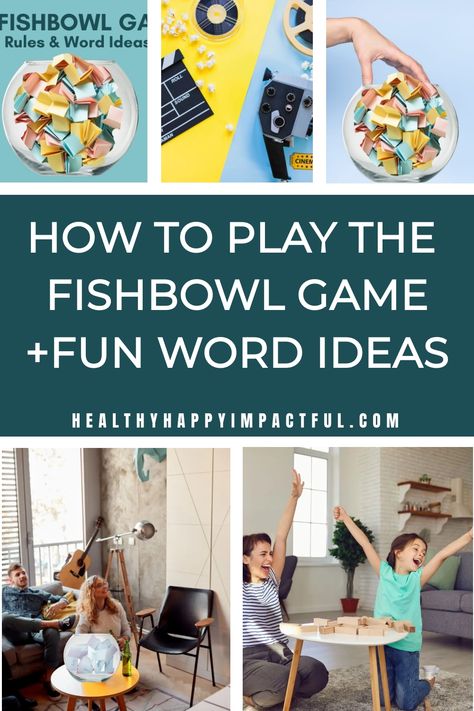 How to play the Fishbowl Game with fun word ideas and family images. Fishbowl Game Rules, Fish Bowl Game, Fishbowl Game, Hot Dog Spaghetti, Tongue Twisters For Kids, Playing With Kids, Pop Culture Trivia, Word Ideas, Charades Game