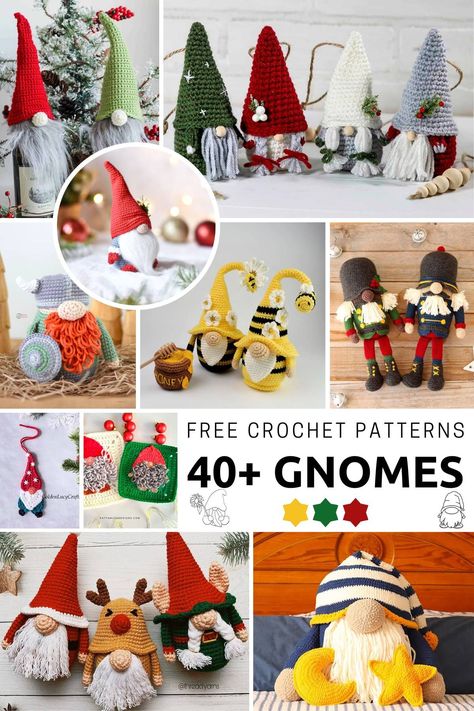 From gnome ornaments to dolls and bottle toppers, here's a comprehensive list of free crochet gnome patterns with tutorials for a cuteness overload in your living space. Amigurumi Ornaments, Crochet Gnomes Pattern Free, Crochet Gnomes, Gnome Amigurumi, Crochet Gnome, Crochet Chicken, Bottle Toppers, Gnome Patterns, Gnomes Crafts