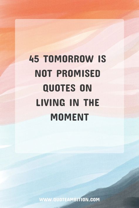 45 Tomorrow Is Not Promised Quotes on Living in the Moment https://www.quoteambition.com/tomorrow-is-not-promised-quotes More Time Quotes, Qoutes About Yourself, Tomorrow Is Not Promised Quotes, Bill And Ted Quotes, Back To The Future Quotes, The Future Quotes, Temporary Quotes, Forrest Gump Quotes, Never Quotes