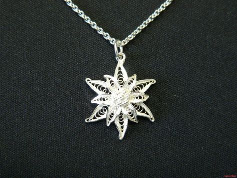 Should get my daughter an edelweiss necklace Edelweiss Necklace, Bee Sting, Salzburg, Dainty Necklace, Silver Necklace, Unique Gifts, Bee, Jewelry Necklaces, My Style