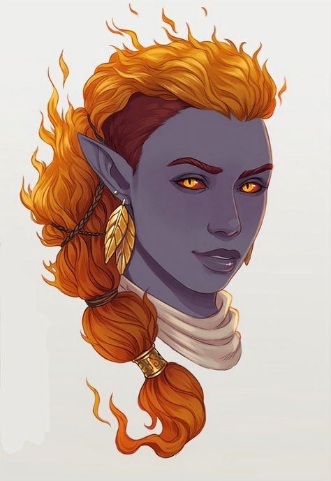 Blue Fire Genasi, Lava People, Dnd Genasi, Rachel Denton, Fire Genasi, Earth Genasi, Dnd Npc, Fantasy Things, Dark Elves