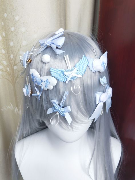 The price is for a hairclip only, others are not included. Blue Core, E Girl Outfits, Blue Things, Steampunk Fashion Male, Jirai Kei, Yami Kawaii, Steampunk Accessories, Kawaii Style, Kawaii Accessories