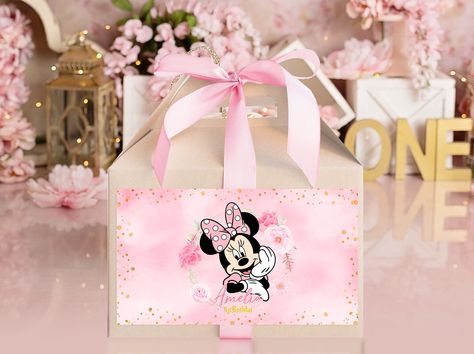 Pink Gold Party, Minnie Birthday Party, Minnie Mouse Pink, Minnie Birthday, Mickey Y Minnie, Gable Boxes, Mini Mouse, Mouse Birthday, Treat Box