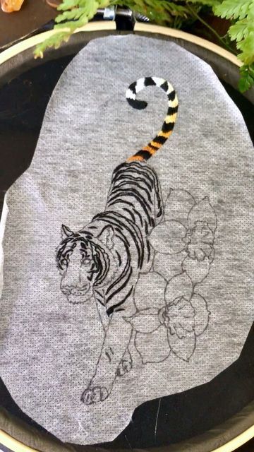 Embroidery Tiger, Tiger Embroidery, Blue Tigers, Year Of The Tiger, Tiger Stripes, Diy Embroidery, Lunar New, Hand Embroidered, Hand Embroidery