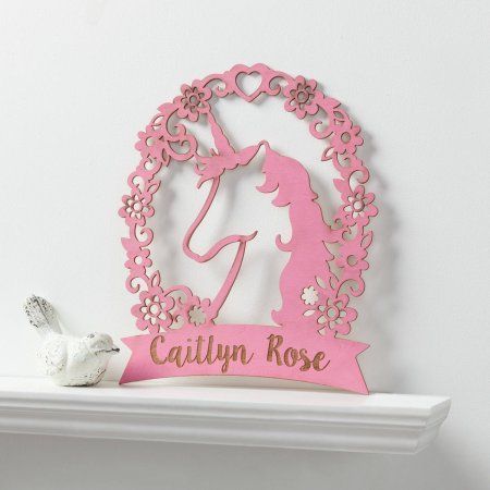 Wall Decor In Bedroom, Fun Wall Decor, Unicorn Wall, Cool Wall Decor, Laser Engraved Wood, Pink Paint, Unicorn Design, Pink Unicorn, Custom Wood Signs