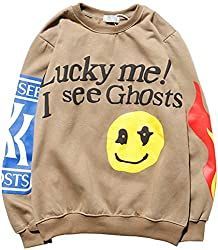 Lucky Me I See Ghosts, I See Ghosts, Hoodies Womens Fashion, Hip Hop Hoodies, Beige Sweatshirt, Hip Hop Sweatshirts, Lucky Me, Hoodies Men Pullover, Oversized Pullover