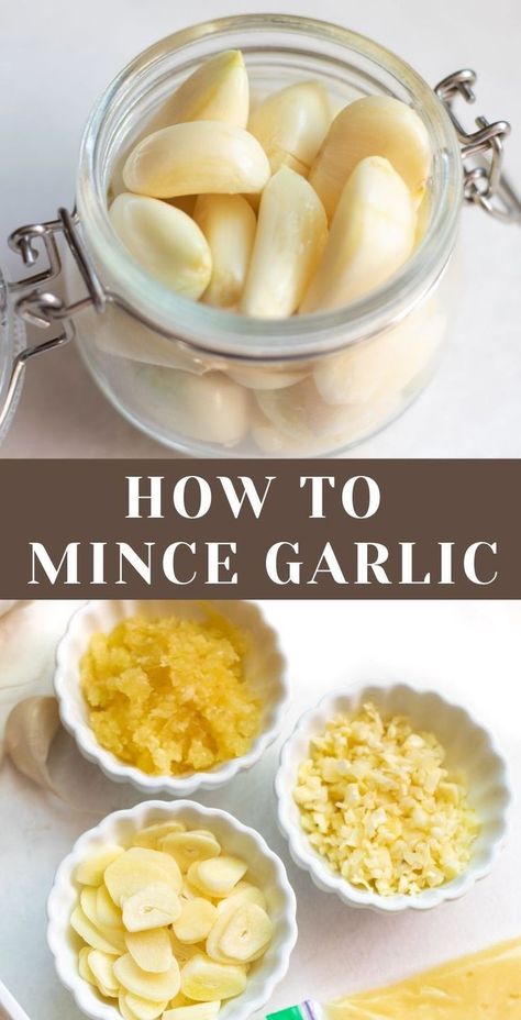 Tips on how to peel, cut and mince garlic. How To Peel Garlic, How To Store Garlic, Garlic Garlic, Meat Free Recipes, Best Gluten Free Recipes, Cooking 101, Food Info, How To Store, Crushed Garlic