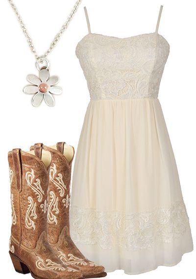 Country Girl Dress Wedding Dresses With Boots, Dresses With Boots, Country Style Wedding Dresses, Country Girl Dresses, Mode Country, Country Style Wedding, Country Style Outfits, Cute Country Outfits, Looks Country