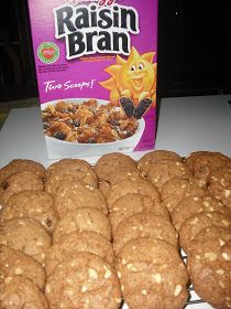 Raisin Bran Cereal Cookies, Bran Recipe, Raisin Bran Cookies, Bran Cookies Recipe, Bran Cookies, Banana Split Dessert Recipes, Raisin Bran Cereal, Raisin Bran, High Fiber Breakfast