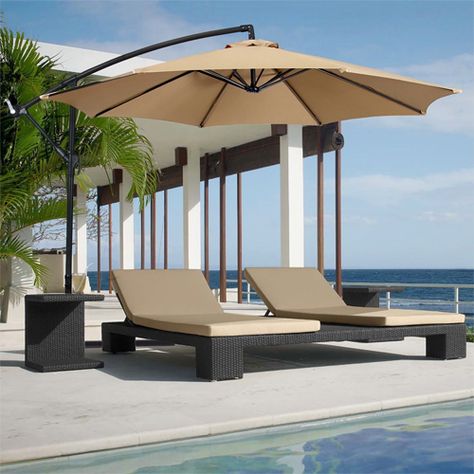 10′ Offset Hanging Patio Umbrella : $59.94 + Free S/H (reg. $199.95)  http://www.mybargainbuddy.com/10-offset-hanging-patio-umbrella-69-95-free-sh Beach Canopy, Cantilever Patio Umbrella, Offset Patio Umbrella, Garden Canopy, Offset Umbrella, Pool Garden, Garden Umbrella, Outdoor Sun Shade, Cantilever Umbrella