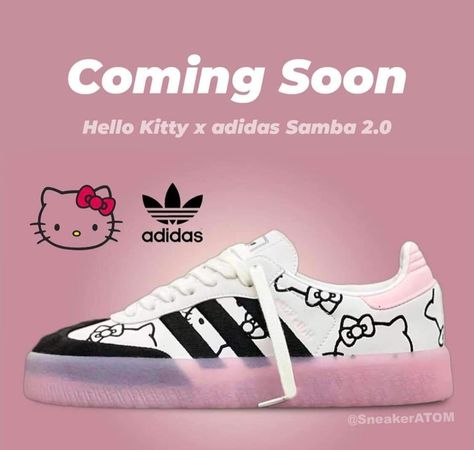 Hello Kitty Adidas Shoes, Hello Kitty Adidas, Adidas Aesthetic, Pretty Sneakers, Hello Kitty Merchandise, Hello Kitty Cupcakes, Hello Kitty Shoes, Hello Kitty Jewelry, Hello Kitty Clothes