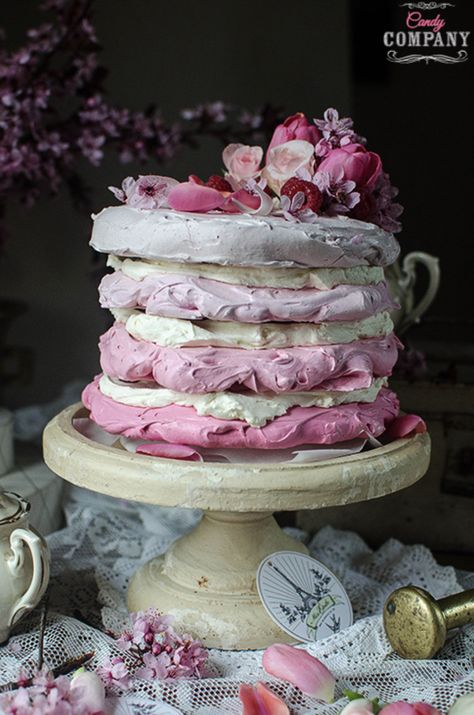 Pavlova Dessert, Raspberry Meringue, Pavlova Cake, Meringue Cake, Pavlova Recipe, Chiffon Cake, Special Cake, Colorful Cakes, Cute Desserts