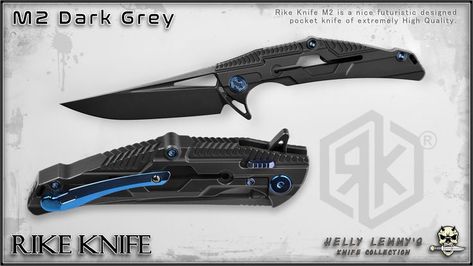 Rike Knife M2 is a nice futuristic designed pocket knife of extremely High Quality. Music by Steff Lemmens Futuristic Knife, In Gif, Cyberpunk, Pocket Knife, Dark Grey, Grey, High Quality, Music