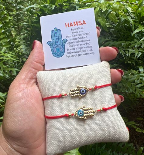 "Protection Hamsa Bracelet - GoldFilled Hand Of Fatima - Protection - Adjustable Bracelet- Handmade -Red String - Black String .   The Hamsa Hand is an ancient Middle Eastern amulet symbolizing the Hand of God. In all faiths it is a protective sign. It brings its owner happiness, luck, health, and good fortune. 🧿What is the 'evil eye' meaning? \"Evil eye\" means two separate things that are connected to each other. For one, there's the evil eye that is a negative energy that is sent toward some Eye Meaning, The Hand Of God, Hand Of God, Hamsa Bracelet, Eye Symbol, Red String Bracelet, Hippy Gifts, Red String, Hand Of Fatima