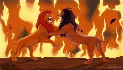 Simba and Scar fight Roi Lion Simba, Lion King Simba's Pride, King Scar, Scar Lion King, Il Re Leone, Lion King Art, Lion King Simba, Lion Guard, Hot Damn