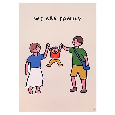 FAMILY JUMP | A3 poster | ZEROPERZERO Family Design Illustration, Family Graphic Design, 가족 일러스트, Family Graphic, Family Stickers, Artistic Pictures, Pop Stickers, Japanese Illustration, Book Pins