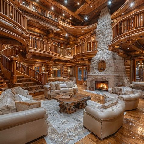 Log Mansion Floor Plans, Montana Ranch House Interior, Rustic Mansion Interior, Ceiling Wood Design, Luxury Mountain Homes, Rustic Mansion, Log Cabin Mansions, Big Beautiful Houses, Log Home Flooring