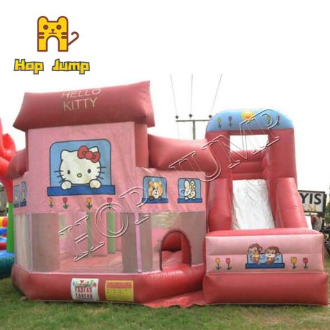 Hello Theme Pink Inflatable Bounce House Combo Jumps Castle With Slides Bouncer Combo For Sale Hello Kitty Bounce House, Hello Kitty Jumping, Jump House, Theme Pink, Bouncy House, Inflatable Bounce House, Birthday Idea, Bounce House, 18th Birthday