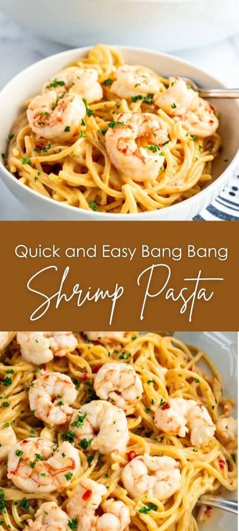 Quick and Easy Bang Bang Shrimp Pasta Meals With Shrimp And Rice, Easy Bang Bang Shrimp, Shrimps Recipes, Quick Easy Family Dinners, Spaghetti Dishes, Sweet Red Chili Sauce, Bang Bang Shrimp Pasta, Pasta Seafood, Diner Ideas