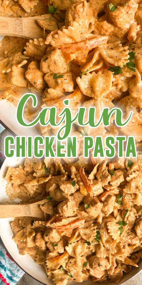 Chicken And Pasta Recipes, Cajun Chicken Pasta Recipes, Family Dinner Recipe, Chicken And Pasta, Pasta Easy, Cajun Chicken Pasta, Pasta Pasta, Bowtie Pasta, Cajun Chicken