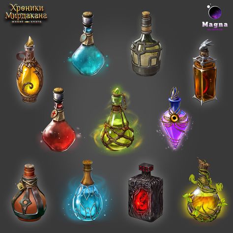 Potion Bottle Design, Medieval Games, Magic Potions, Props Concept, Magic Props, Magic Bottles, Props Art, Fantasy Props, Ceramic Techniques