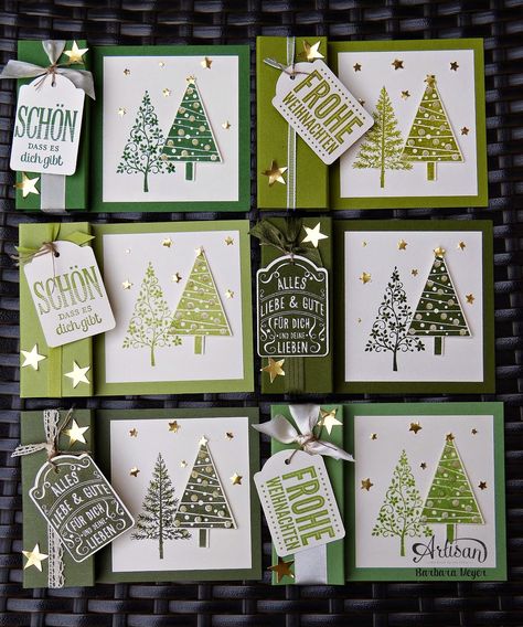 Barbaras Kreativ-Studio : kleine Teelichterkarte mit Tannenbäumen Stampin Up Weihnachten, Stamped Christmas Cards, Christmas Card Inspiration, Tree Stamp, Stampin Up Christmas Cards, Christmas Tree Cards, Tree Cards, Stampin Up Christmas, Diy Christmas Cards