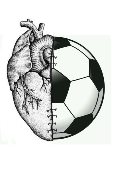 Heart Core, Soccer Tattoos, Brother And Sister Tattoo Ideas, Sister Tattoo Ideas, Soccer Drawing, Football Tattoo, Halloweenský Makeup, رسم كاريكاتير, Football Drawing