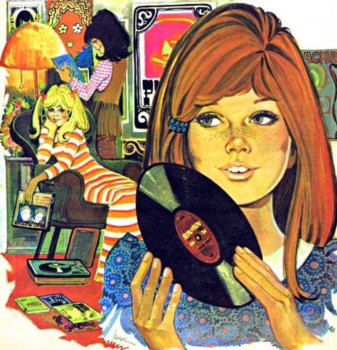 Sixties | Record party Postal Vintage, Retro Kunst, Rock N’roll, Vintage Records, Art Pop, Retro Illustration, Vintage Vinyl, Retro Art, Vintage Illustration