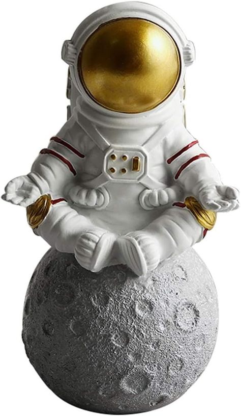 Amazon.com: Artgenius 7" Astronaut Figurine Spaceman Statue Arts and Crafts Decor, Meditation Yoga Astronaut Statues（Sit） (Gold) : Home & Kitchen Arts And Crafts Decor, Vintage Nasa, Crafts Decor, Meditation Yoga, Yoga Meditation, Collectible Figurines, Astronomy, Home Kitchen, Meditation