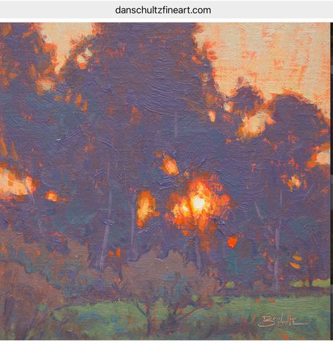 Sunset Through Trees, Underpainting Colors, Dan Schultz, Abstract Art Landscape, Traditional Paintings, Pastel Painting, Oil Painting Landscape, Tree Art, Tree Painting