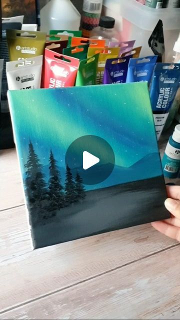 Northern Lights Painting Easy, Lights Painting, Northern Lights Art, Northern Lights Painting, Aurora Borealis Northern Lights, Aesthetic Painting, Painting Videos, Light Painting, May 31