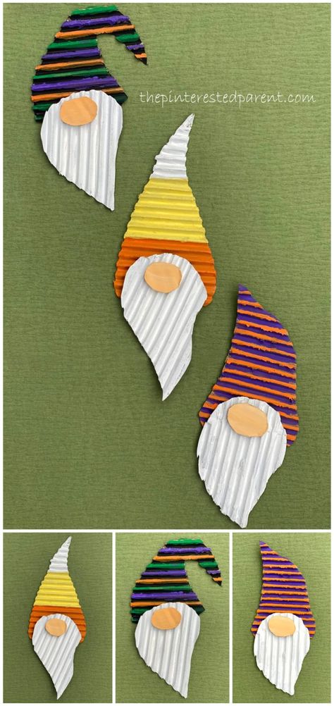 Corrugated Cardboard Gnomes – The Pinterested Parent These are so cute for any season. Fall, autumn arts and crafts for kids. Corrugated Cardboard Crafts Diy, Corrugated Cardboard Crafts, Corrugated Paper Craft, Corrugated Cardboard Art, Autumn Arts And Crafts, Easy Cardboard Crafts, Cardboard Projects, Senior Crafts, Cardboard Creations