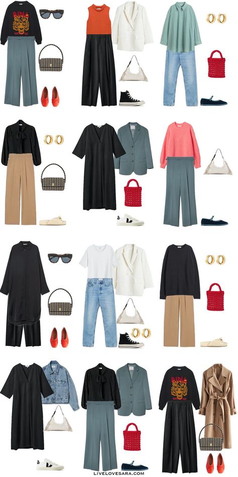 How to Build an Edgy Spring Capsule Wardrobe 2022 | Spring Wardrobe | How to Build a Capsule Wardrobe | Small Wardrobe | Edgy Capsule Wardrobe | Casual Spring Outfits | Casual Outfits | Colourful Capsule Wardrobe for Spring | Fashion Over 40 | Over 40 Fashion | Over 40 Style | livelovesara Eclectic Capsule Wardrobe, Black Wardrobes, Edgy Romantic Style, Spring Capsule Wardrobe 2022, Edgy Capsule Wardrobe, Closet Detox, Capsule Wardrobe Ideas, Capsule Wardrobe 2022, Concert Ootd