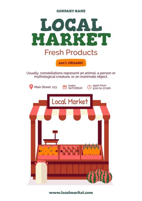 Hand-drawn Local Market Fresh Products Poster Bazaar Poster Design, Tenant Design, Bazaar Poster, Promotion Ideas Marketing, Bazaar Market, Fresh Products, Market Stands, Keyword Elements Canva, Marketing Poster