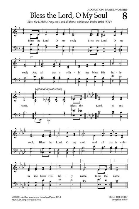 Baptist Hymnal 2008 8. Bless the Lord, O my soul | Hymnary.org Bless The Lord Oh My Soul Song, Bless The Lord Oh My Soul, Gospel Song Lyrics, Christian Hymns, Hymns Of Praise, Hymn Sheet Music, Hymn Music, Church Songs, Hymns Lyrics