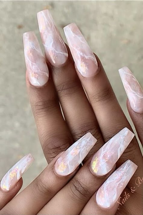 Ongles Gel Violet, Coffin Nails Designs Summer, Marble Acrylic Nails, March Nails, Bridesmaids Nails, Quartz Nail, Nails Tumblr, Marble Nails, Pink Acrylic Nails