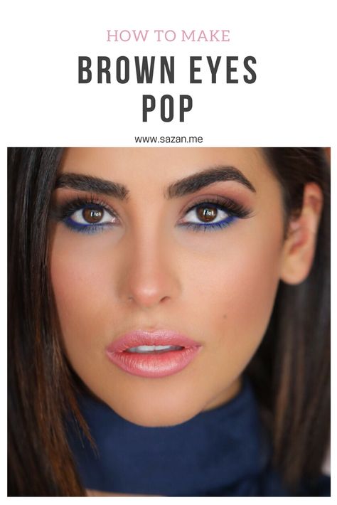 Blue Eyeliner Makeup, Sazan Hendrix, Brown Eyes Pop, Tutorial Eyeliner, Makeup Hacks Tutorials, Smokey Eye Tutorial, Makeup Easy, Makeup Tutorial Eyeliner, Blue Eyeliner