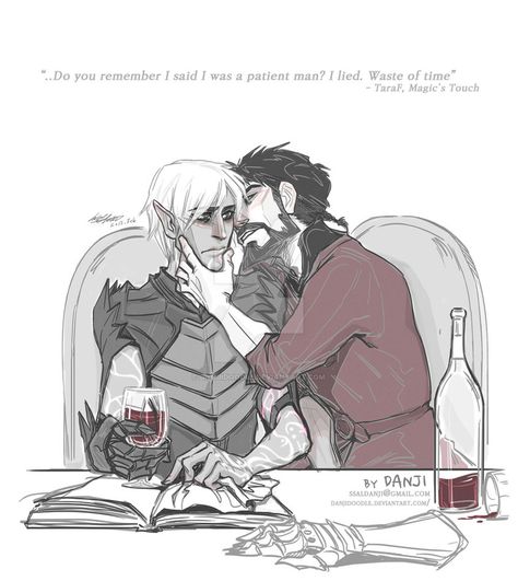 Fenris's Reading Lesson by DanjiDoodle Fenris X Male Hawke, Fenris Da2, Hawke X Anders, Hawke X Fenris, Da2 Fenris, Male Hawke, Garrett Hawke, Dragon Age Memes, Hawke Dragon Age