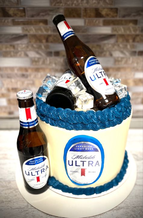 “Hey Auntie…can you make me a cake in two days?” Sure I can! Chocolate fudge pudding cake filled with fluffy chocolate mousse. The birthday recipient is a big fan of this beer. Everything he loves in one cake. #michelobultra #cake #cakecakecake #cakesofig #cakesofinstagram #cakesofinsta #cakedecorating #cakedesign #cakedecorator #cakelove Ultra Beer Cake, Michelob Ultra Beer Cake, Michelob Ultra Cake, Chocolate Fudge Pudding, Fudge Pudding Cake, Crazy Birthday Cakes, Michelob Ultra Beer, Fudge Pudding, Crazy Birthday