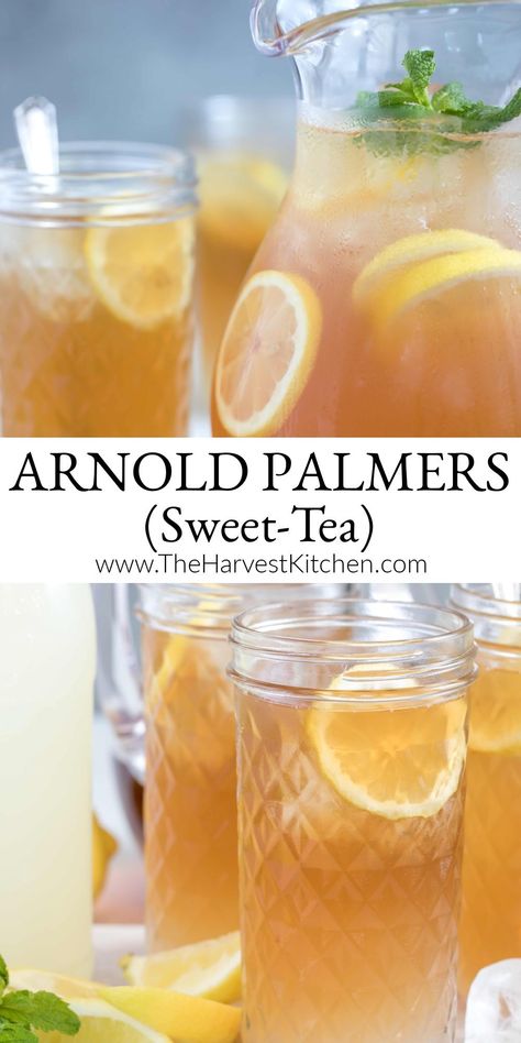 Arnold Palmer Drink (also referred to as Arnold Palmer Iced Tea and Sweet Tea) is a simple blend of iced tea and lemonade.  It's delicious and refreshing, and it makes a fun non-alcoholic drink to serve during warm summer months! Arnold Palmer Drink, Homemade Tea Recipes, Iced Tea Lemonade, Making Iced Tea, Harvest Kitchen, Fresh Squeezed Lemonade, Homemade Tea, Delicious Clean Eating, Alcoholic Drink