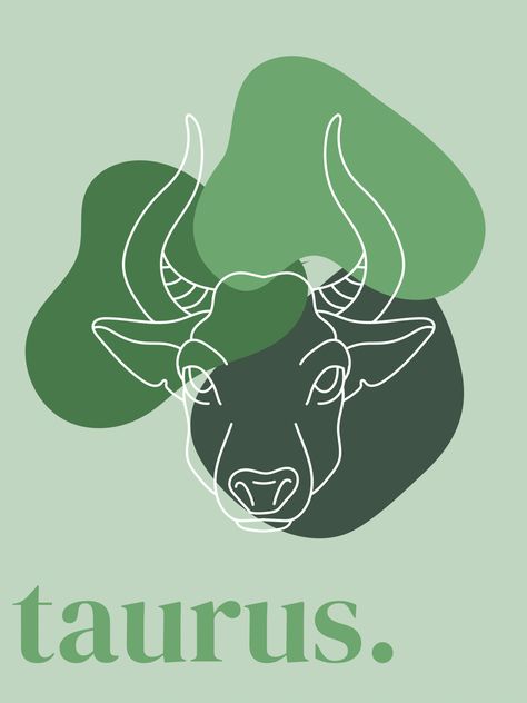 Taurus Illustration Art, Taurus Painting Ideas On Canvas, Taurus Green Aesthetic, Taurus Astethic, Semiotics Poster, Taurus 3d Wallpaper, Taurus Wall Art, Taurus Painting Ideas, Taurus Season Aesthetic