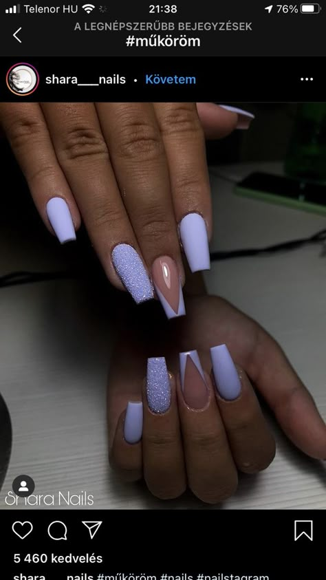 Purple Outline Nails, Lilac Coffin Acrylic Nails, Lilac Nails For Prom, Coffin Matte Nails Design, Lavender Nails For Prom, Light Blue Formal Nails, Square Nail Designs Ombre, Prom Nails Lilac, Blue And Purple Nail Ideas