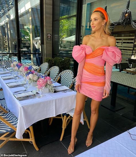 Pink Races Outfit, Race Day Dress, Shambala Outfits, Horse Races Outfit, Melbourne Cup Outfit, Horse Race Outfit Dresses, Orange And Pink Outfit, Pink And Orange Outfit, Melbourne Cup Dresses