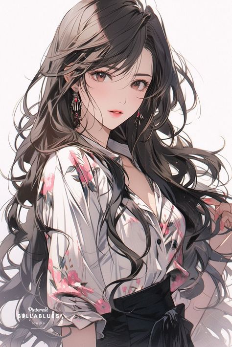 Elegant Anime Woman, Mobius Final Fantasy, Black And White Fashion, Caracter Design, Female Character Inspiration, Anime Cover Photo, Beautiful Illustration, Character Poses, Anime Life