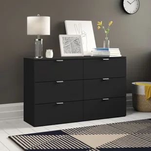 Wayfair | Dressers & Chests Man Bedroom, Dresser Black, Dresser Wood, 6 Drawer Dresser, Dressers And Chests, Drawer Dresser, Dresser Drawers, Decorative Objects, Clean Lines